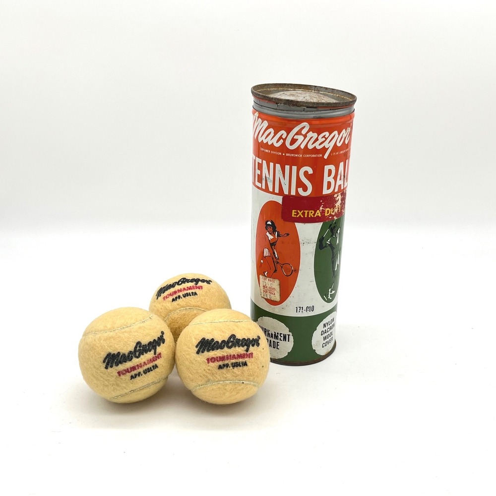 Vintage MacGregor Tournament Grade Tennis Balls Extra Duty Metal Tin 171-610‎